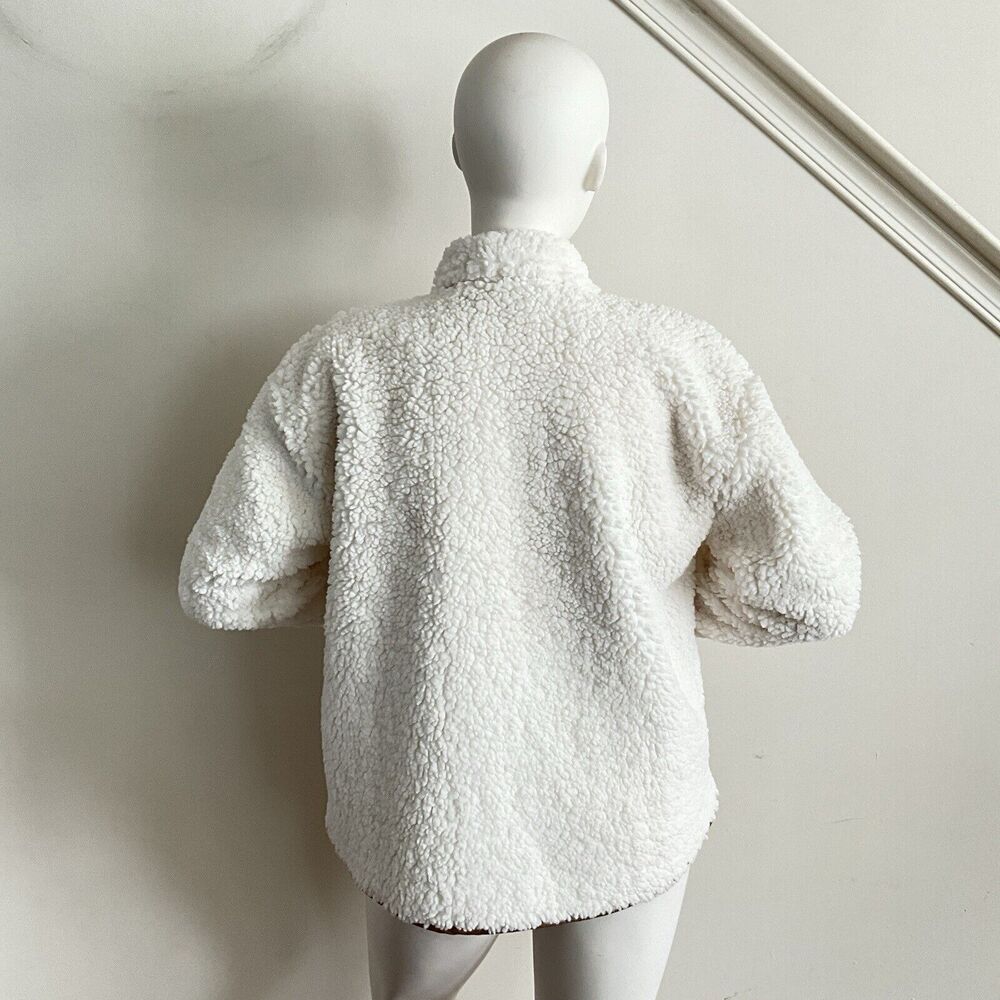 J. Crew Faux Sherpa Long Sleeve Barn Jacket Ivory L - Picture 8 of 14